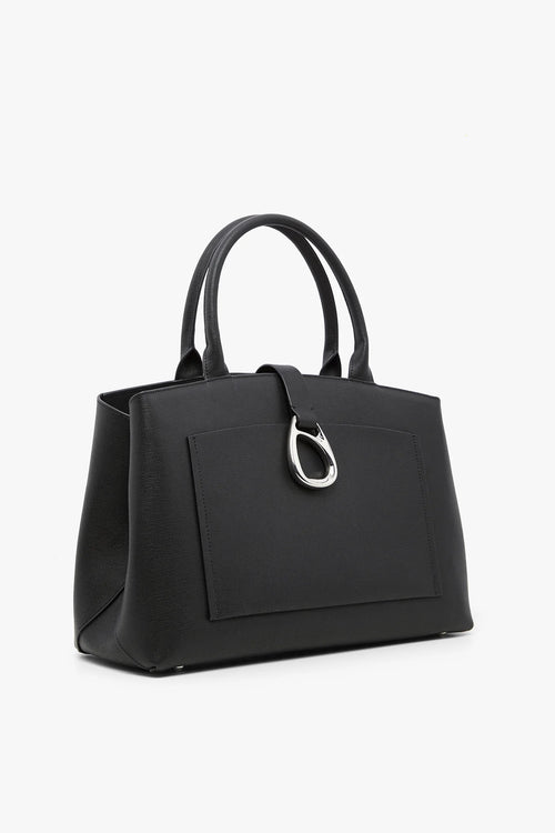 Bee Leather Tote in Black