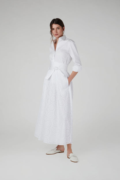 Jasper Conran "Felicia" Broderie Maxi Skirt in White