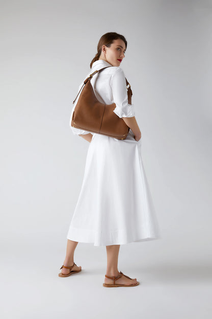 Jasper Conran Beatrix Leather Scoop Hobo in Tan