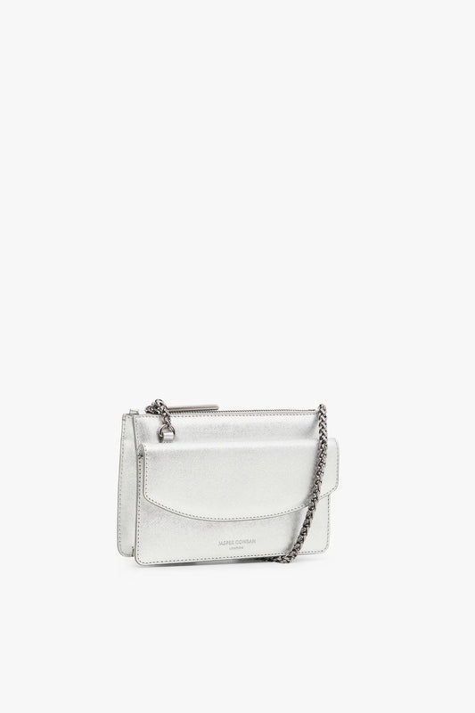 Jasper Conran "Francine" Leather Chain Clutch in Silver