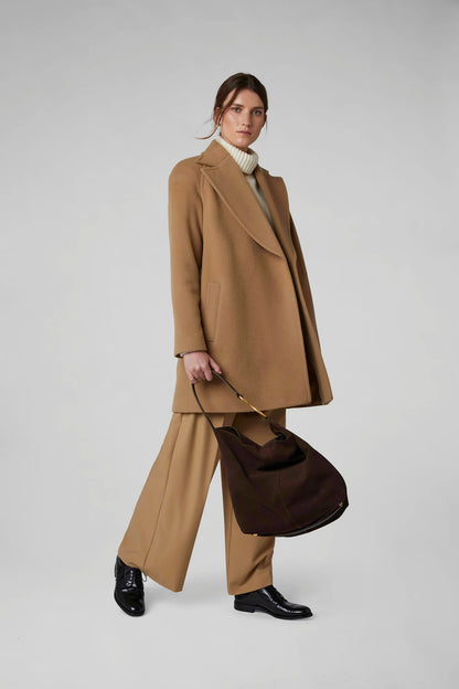Jasper Conran "Geraldine" Wool Blend Mid Length Coat in Camel