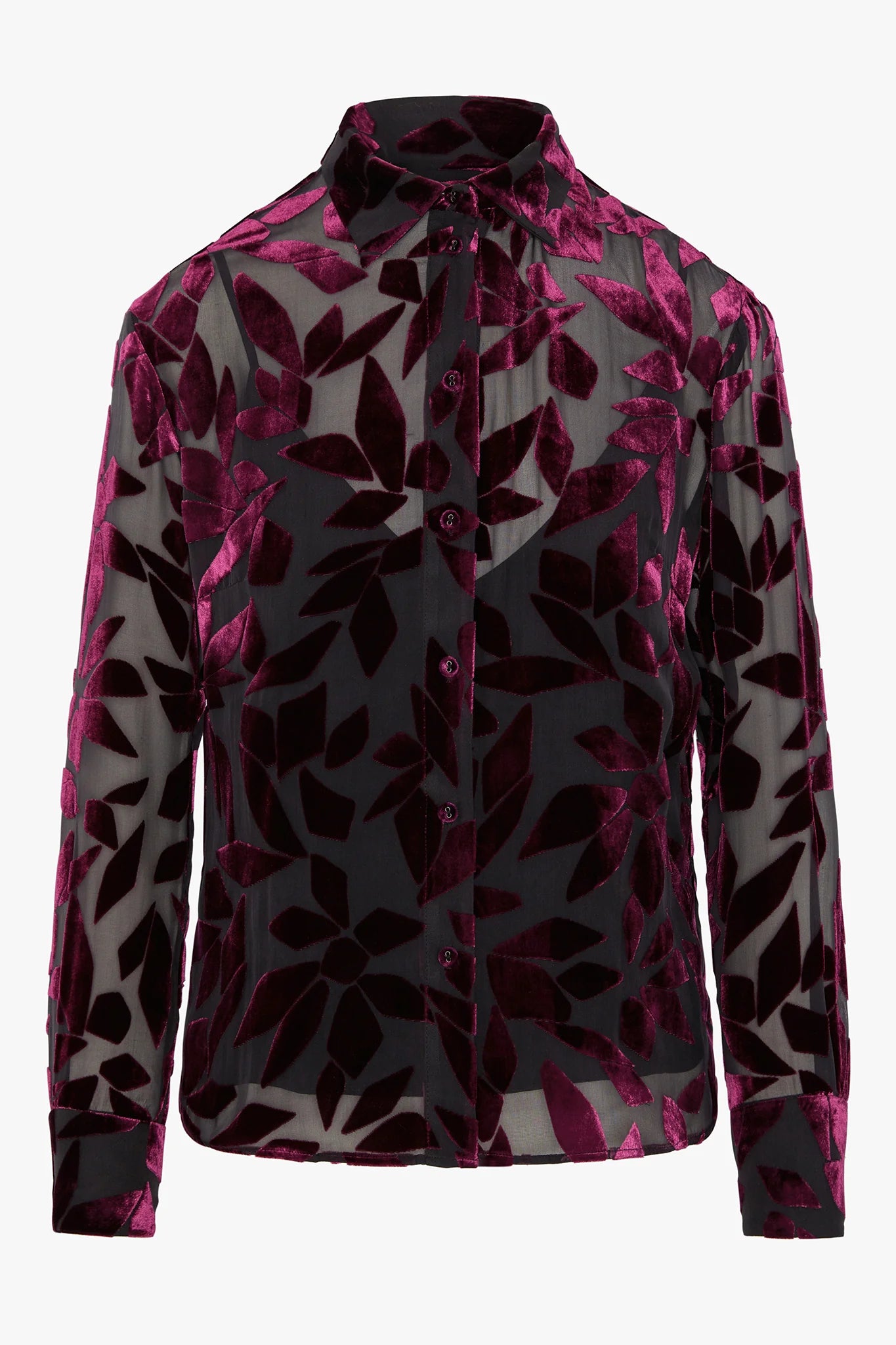 Idalia Velvet Burn Out Shirt Cerise Geo Pink