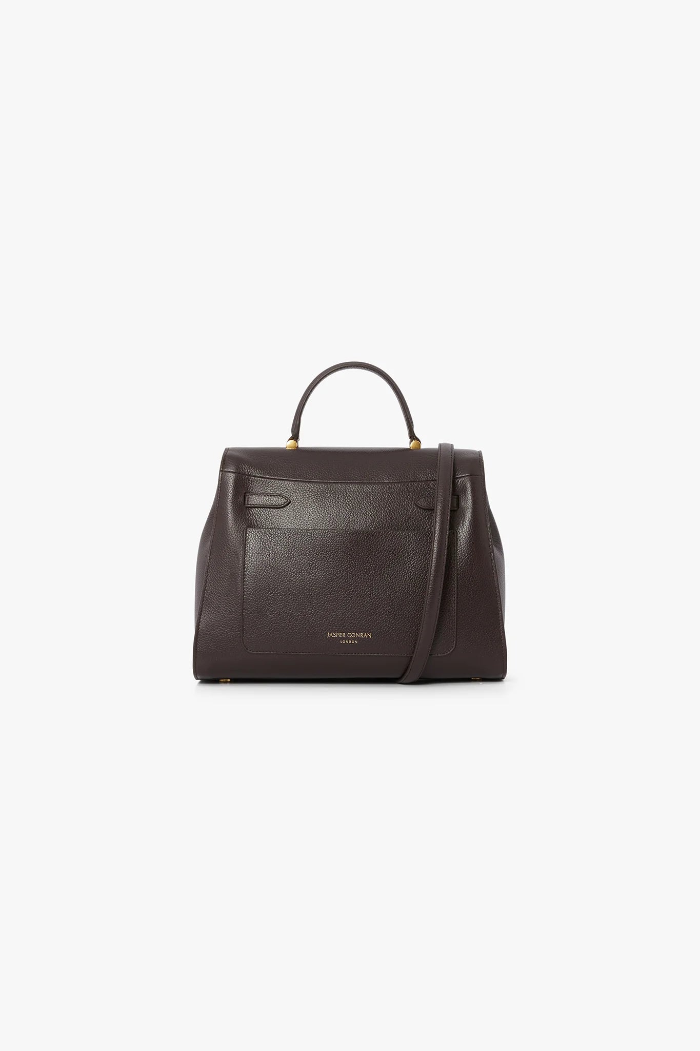 Jasper Conran Gigi Leather Top Handle Grab Bag in Chocolate