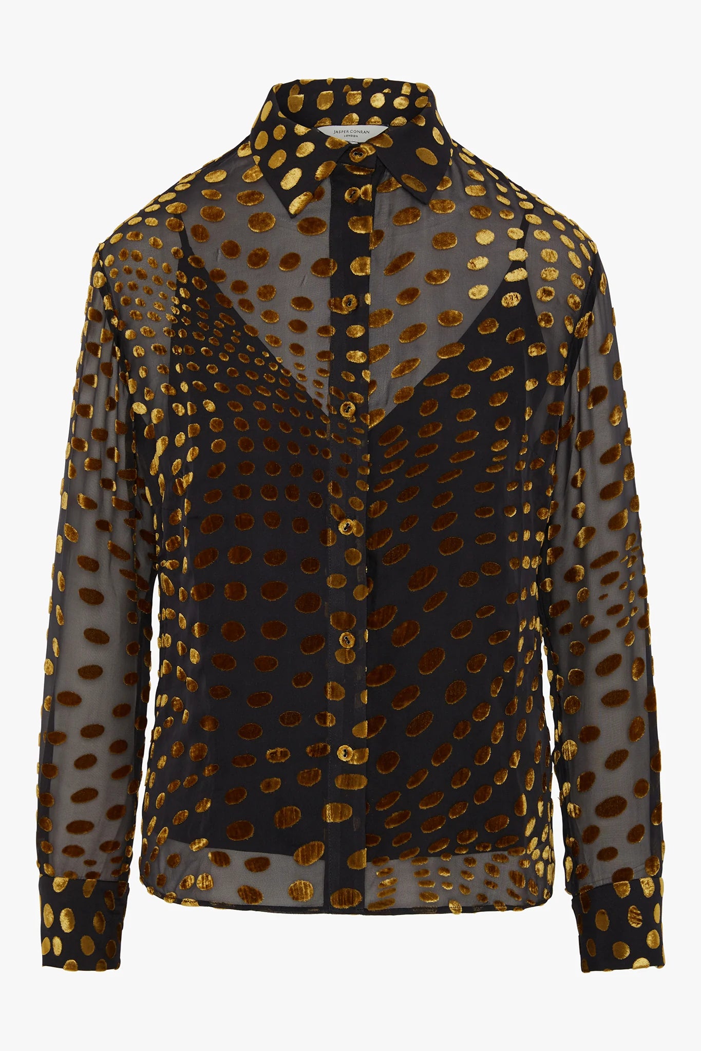 Idalia Velvet Burn Out Shirt in Gold Spot