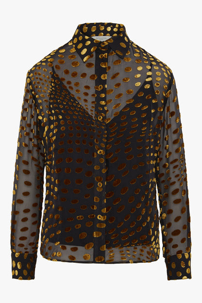 Jasper Conran  Idalia Velvet Burn Out Shirt Gold Spot