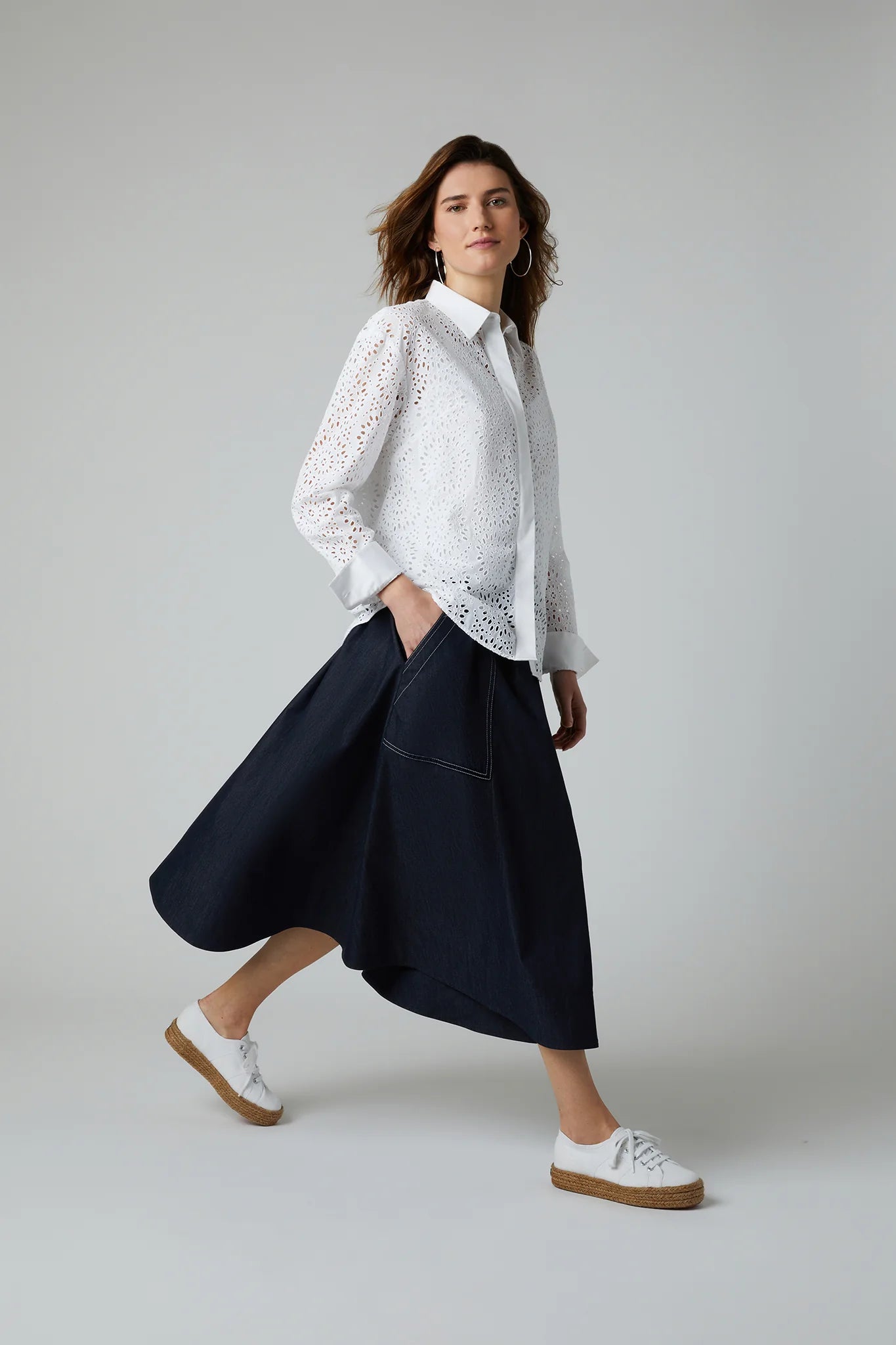Felicia Broderie Shirt in White
