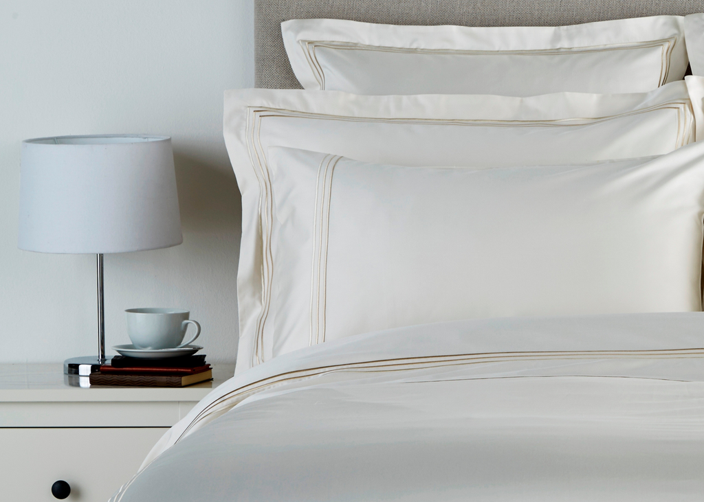 Christy "500TC Luxury Supima" Bed Linen with Cream Triple Embroidery