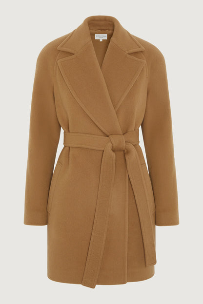 Jasper Conran "Geraldine" Wool Blend Mid Length Coat in Camel