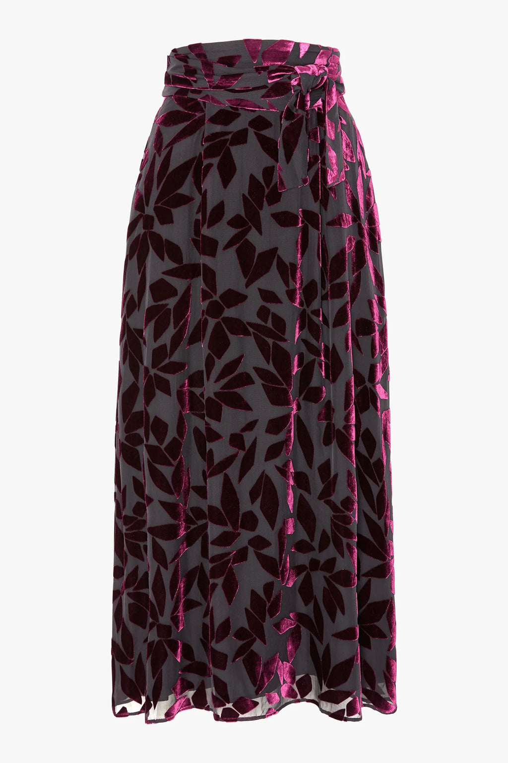 Jasper Conran "Idalia" Velvet Burn Out Skirt in Cerise Geo Pink