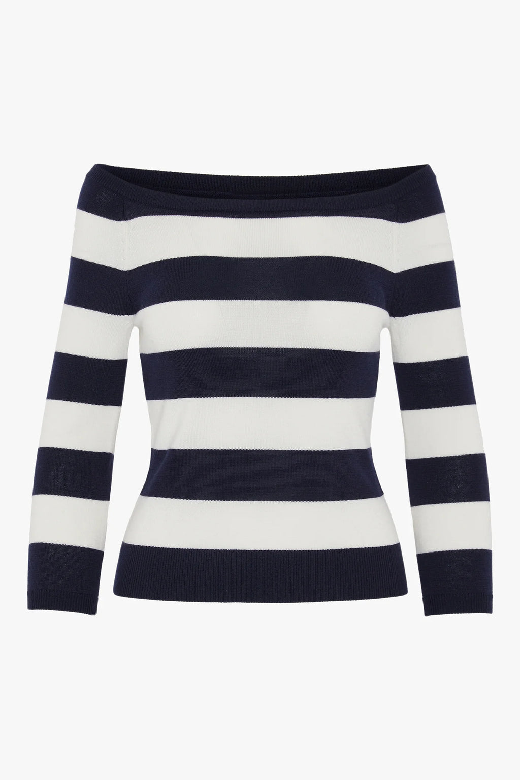 Jasper Conran "Heidi" Slash Neck Knitted Jumper Merino Wool in Navy
