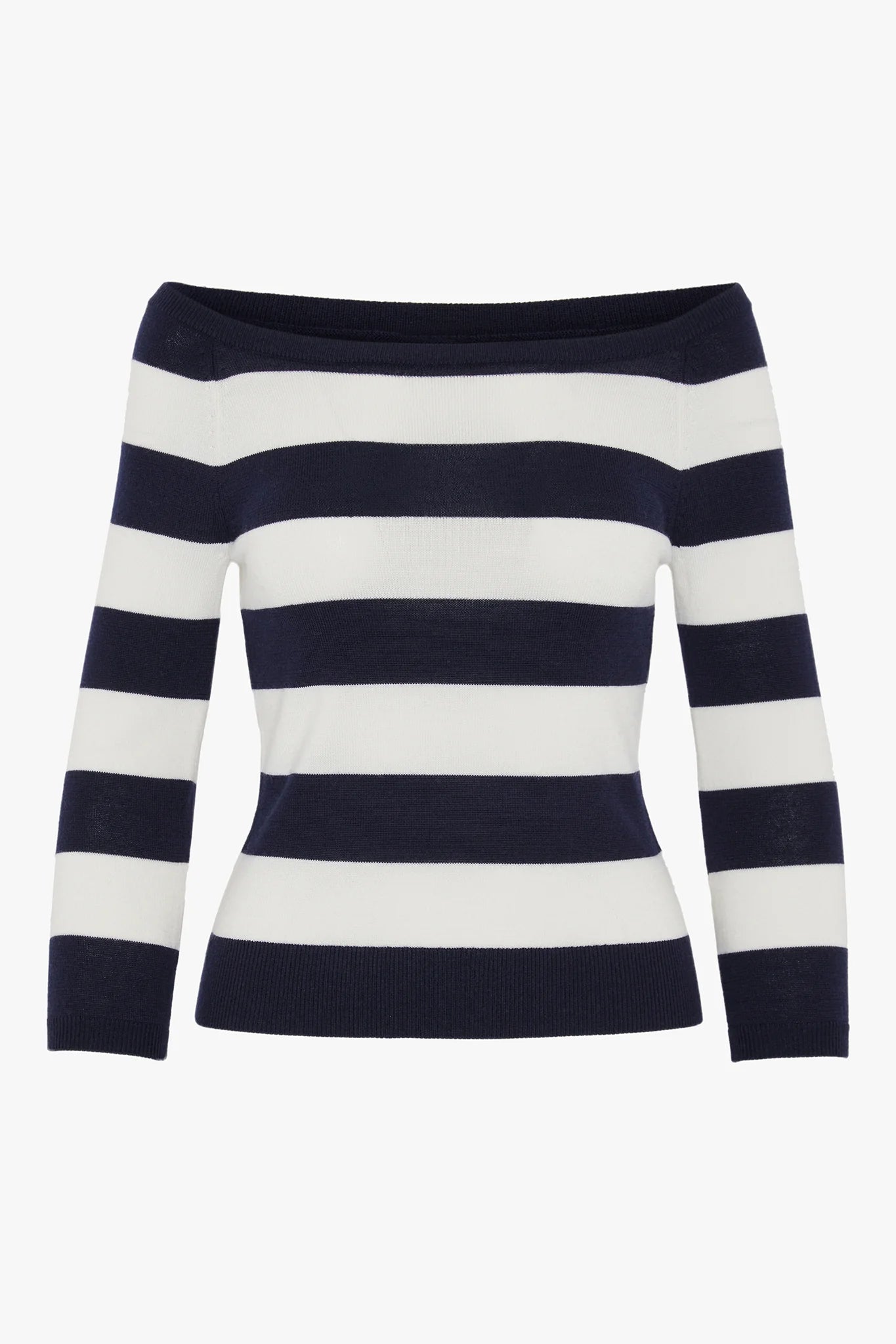 Jasper Conran "Heidi" Slash Neck Knitted Jumper Merino Wool in Navy