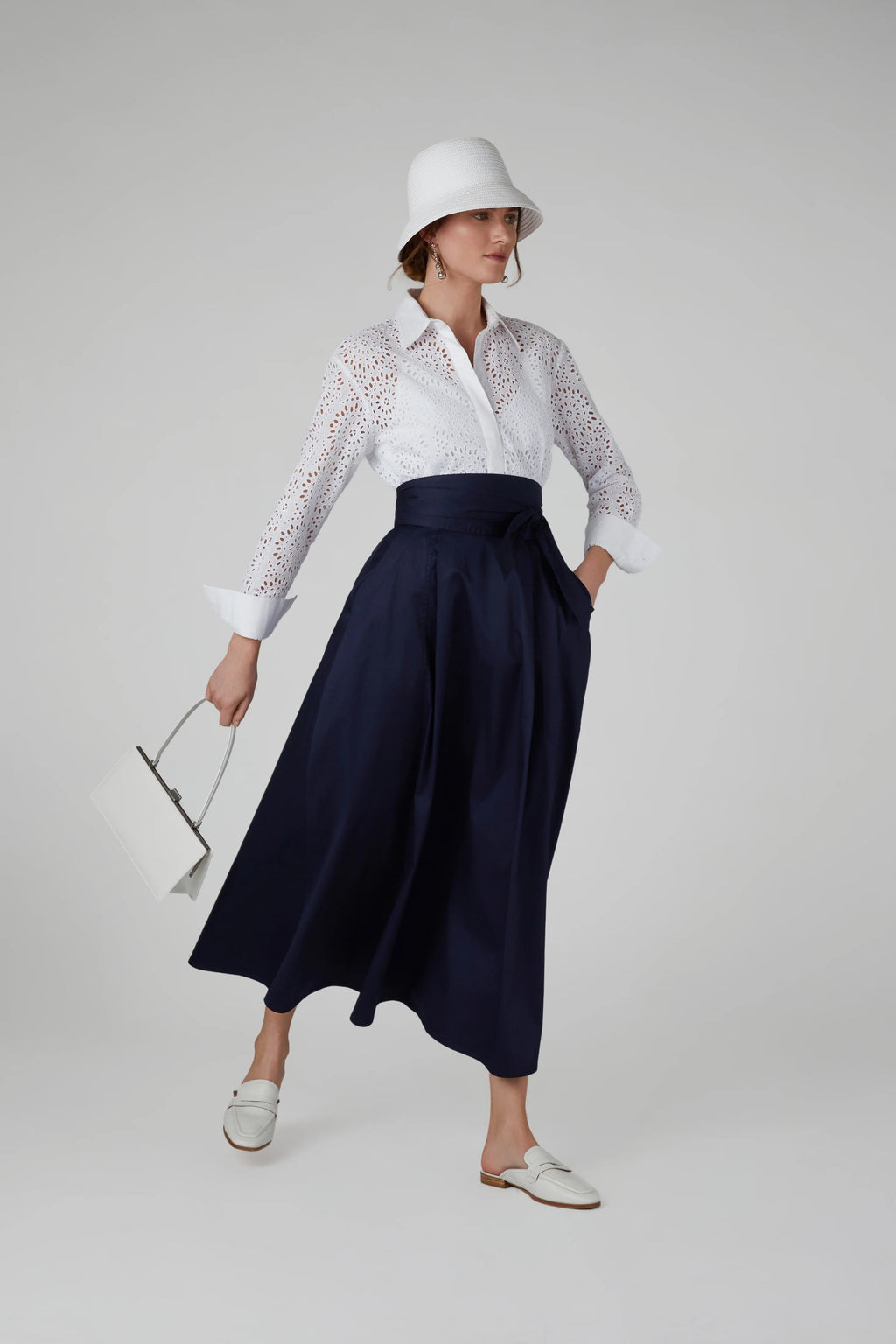 Felicia Broderie Shirt in White