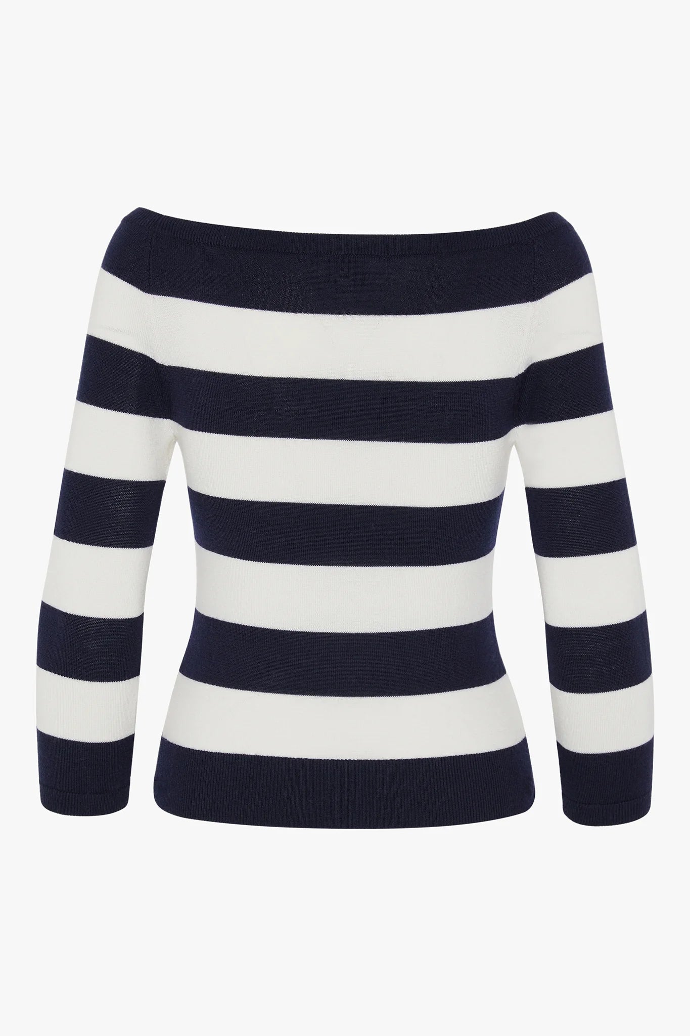 Jasper Conran "Heidi" Slash Neck Knitted Jumper Merino Wool in Navy