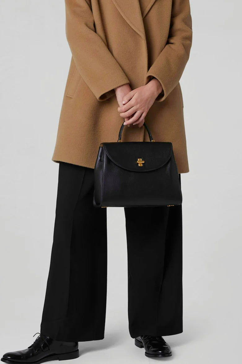 Jasper Conran Gigi Leather Top Handle Grab Bag in Black