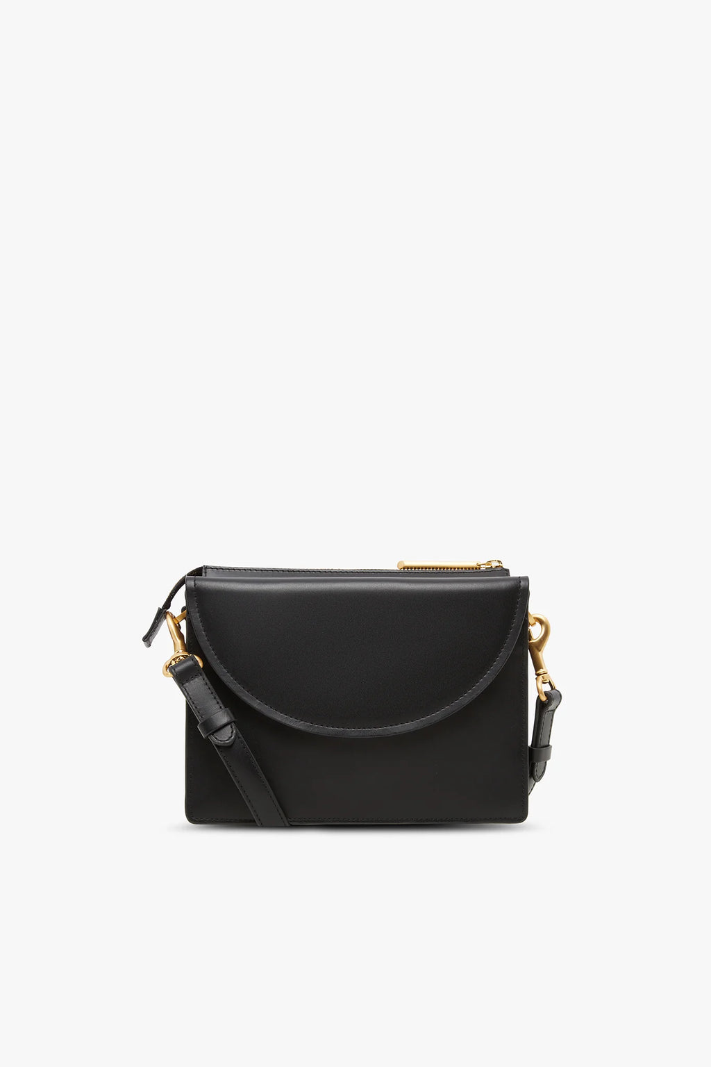 Jasper Conran "Darcey" Leather Double Flap Cross Body Bag in Black