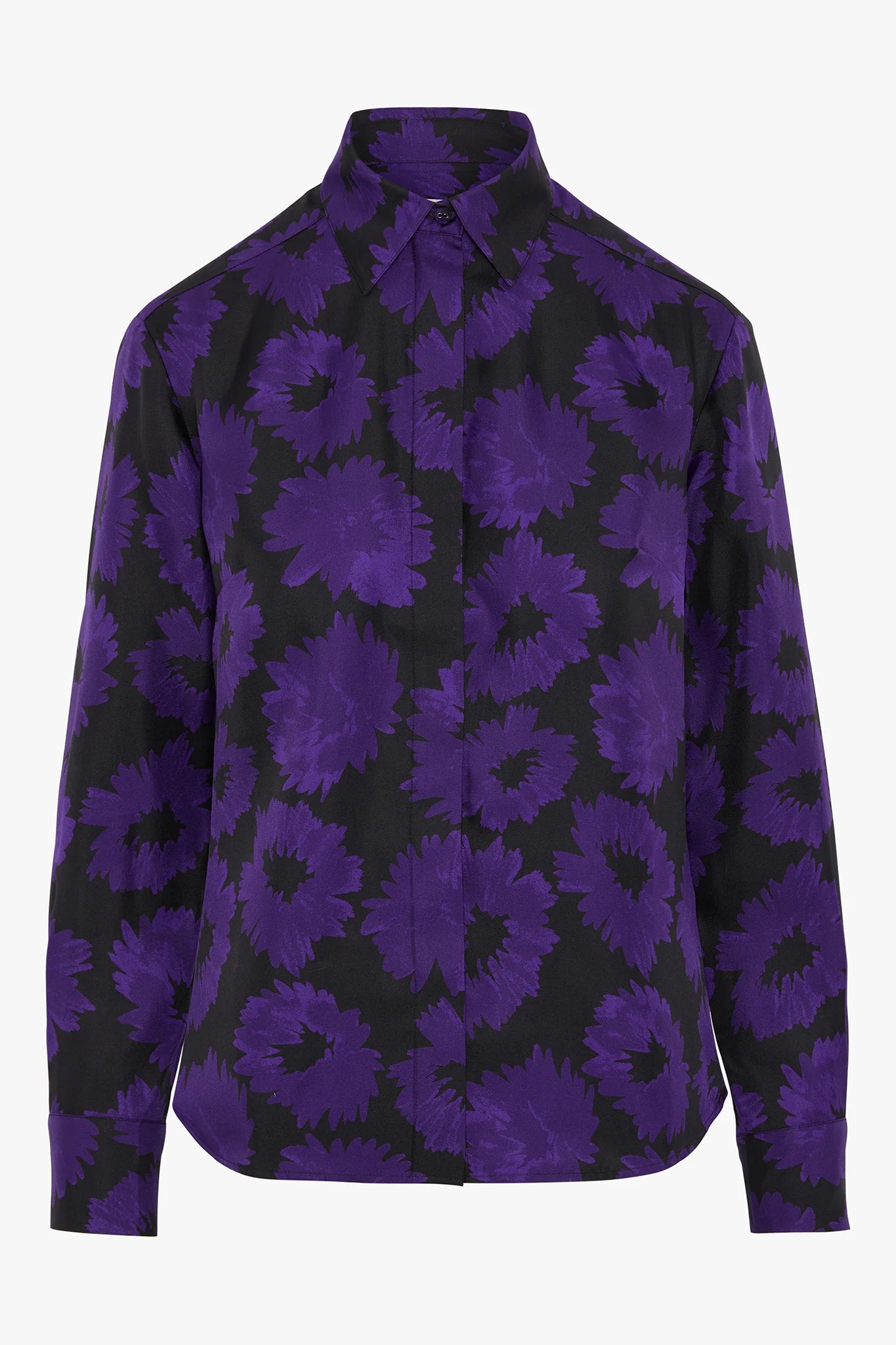 Isabella Silk Twill Printed Shirt in Purple