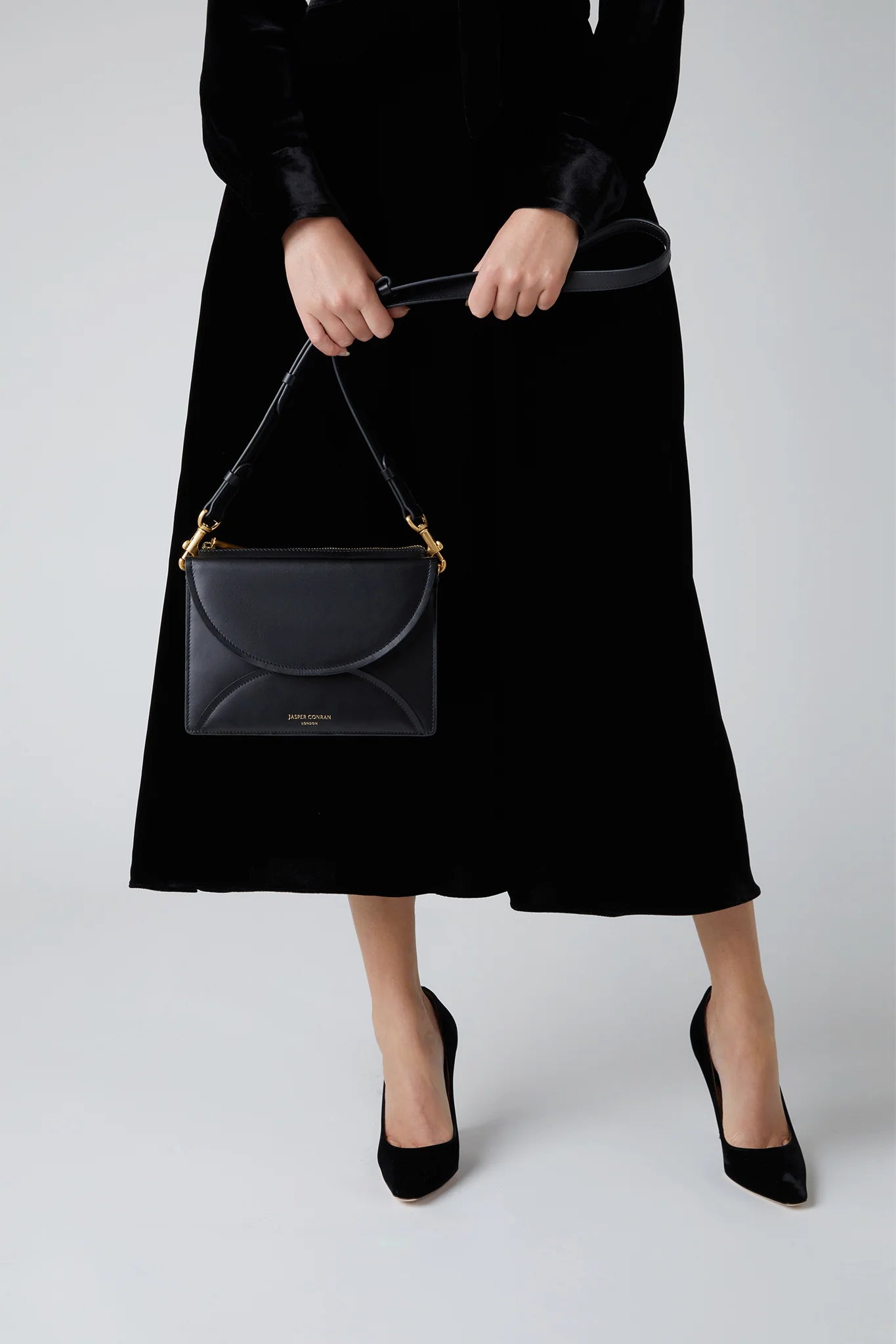 Jasper Conran Darcey Leather Double Flap Cross Body Bag