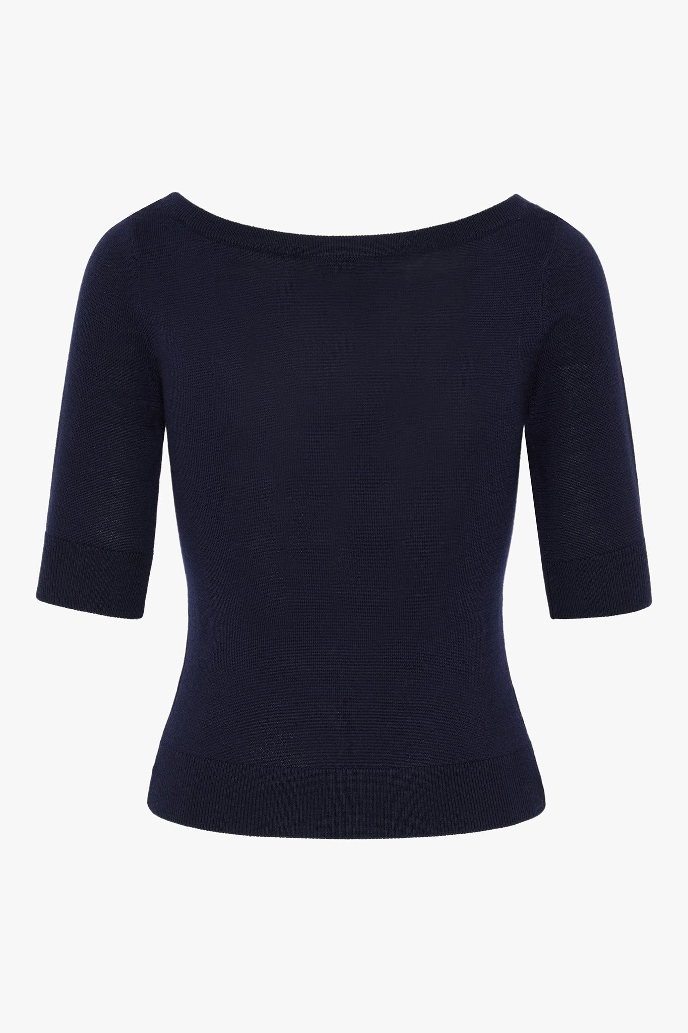 Jasper Conran Hattie V Neck Knitted Jumper Merino Wool Navy