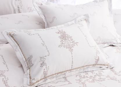 Christy "Ambroise Oyster" Duvet Cover Set in Cream / Silver