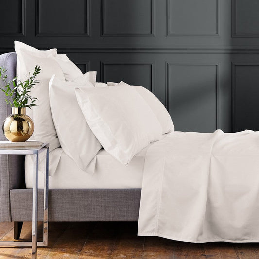 Bedeck of Belfast "1000TC Egyptian Cotton Sateen" Plain Dyed Sheet in Chalk (Cream)