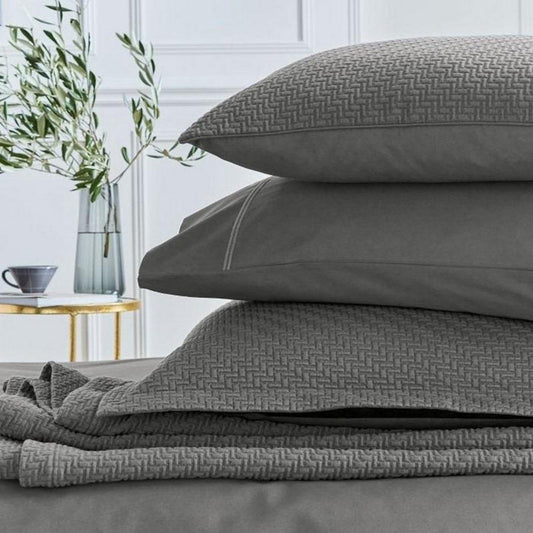 Bedeck of Belfast "Andaz" Throw, Sham and Cushion in Charcoal