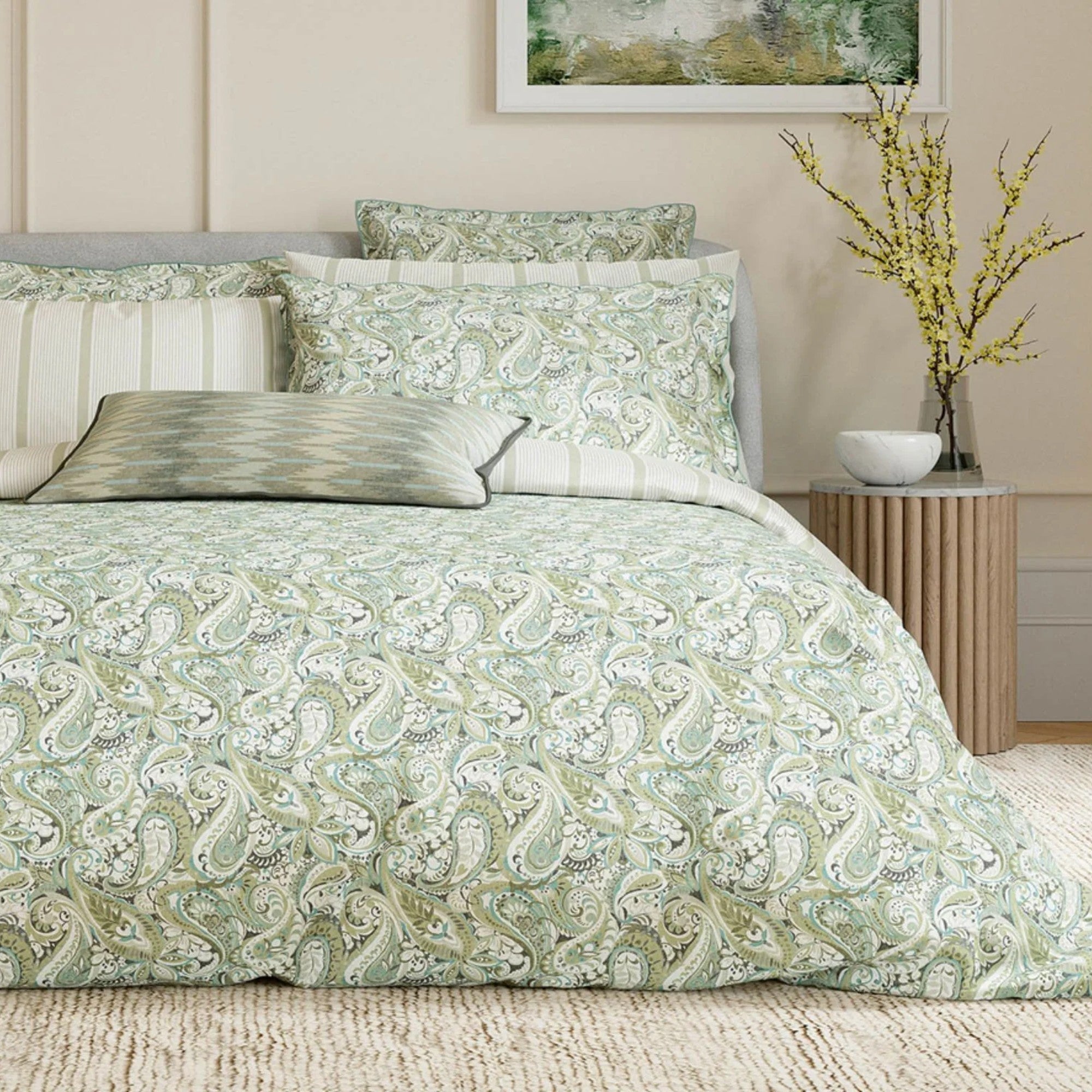 Bedeck of Belfast "Alessie" Duvet Cover and Oxford Pillowcase in Green