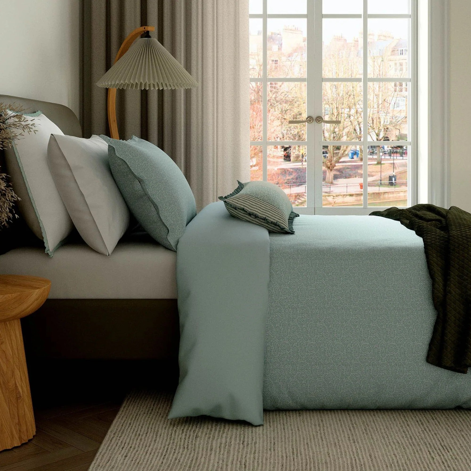 Bedeck of Belfast "Emmy" Duvet Cover and Oxford Pillowcase in Duck Egg