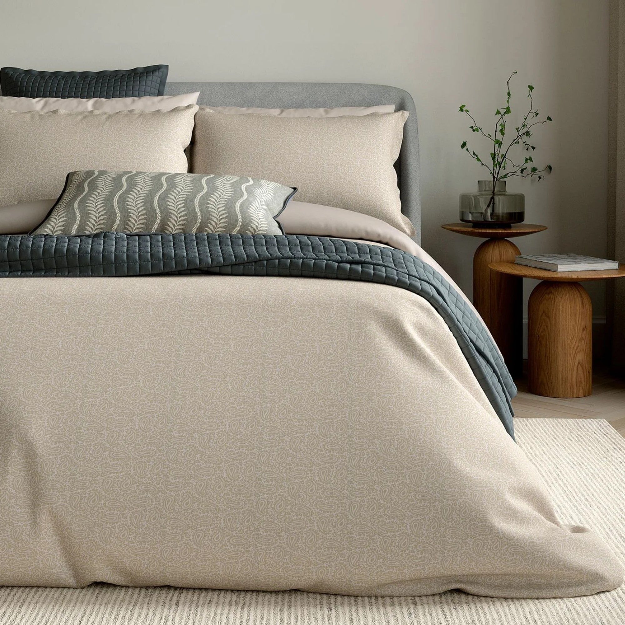Bedeck of Belfast "Emmy" Duvet Cover and Oxford Pillowcase in Mink