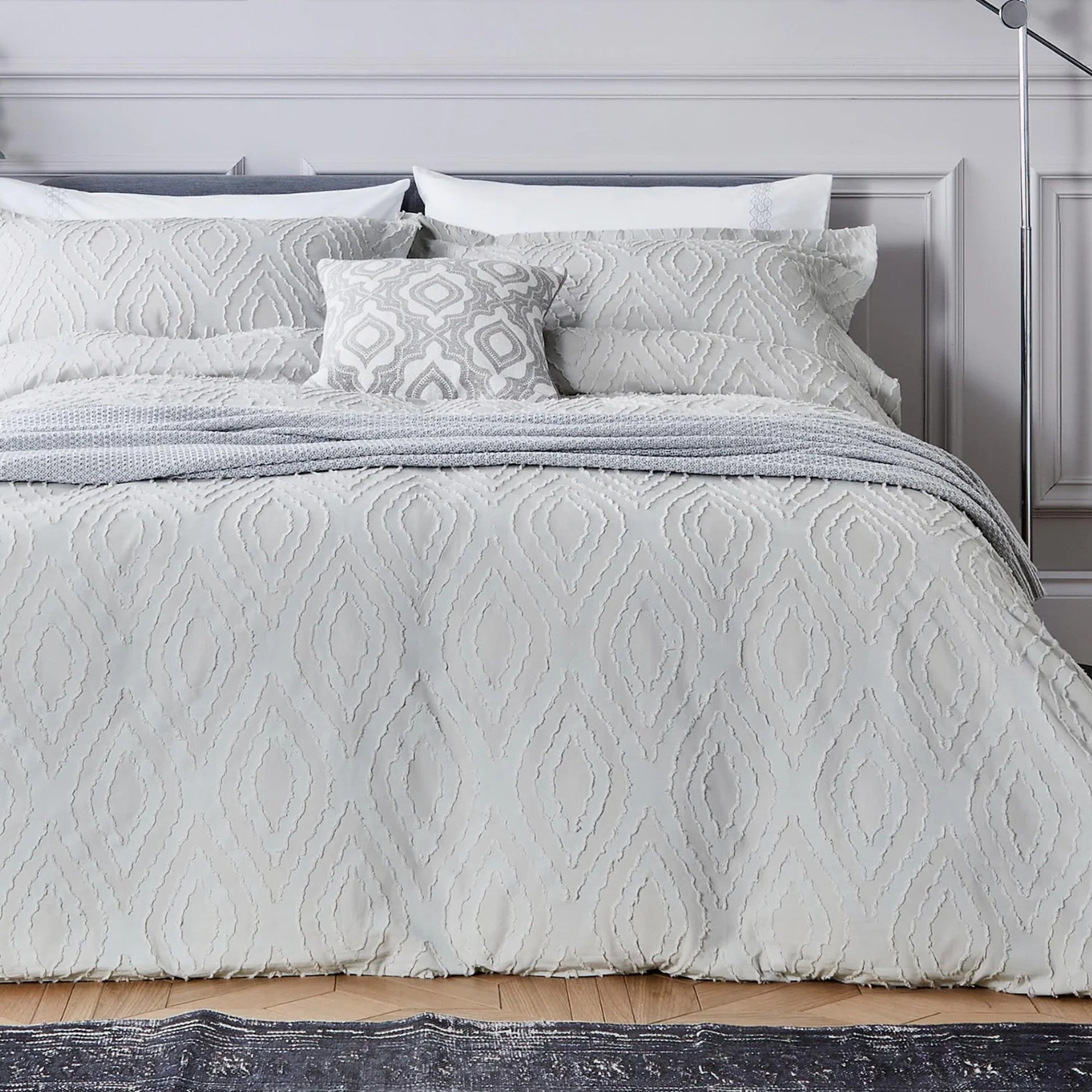 Bedeck of Belfast "Gia" Duvet Cover and Oxford Pillowcase in Silver