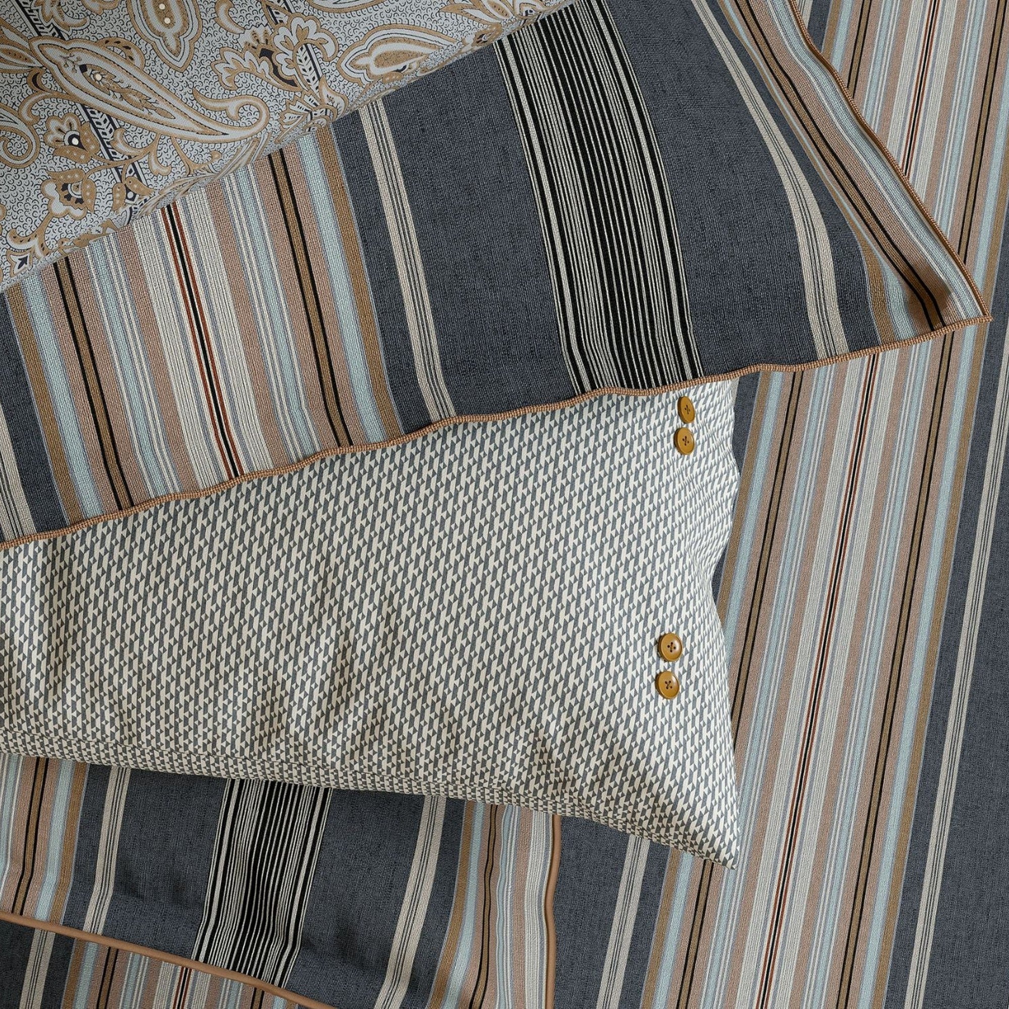 Oscar Duvet Cover Set in Charcoal & Tan