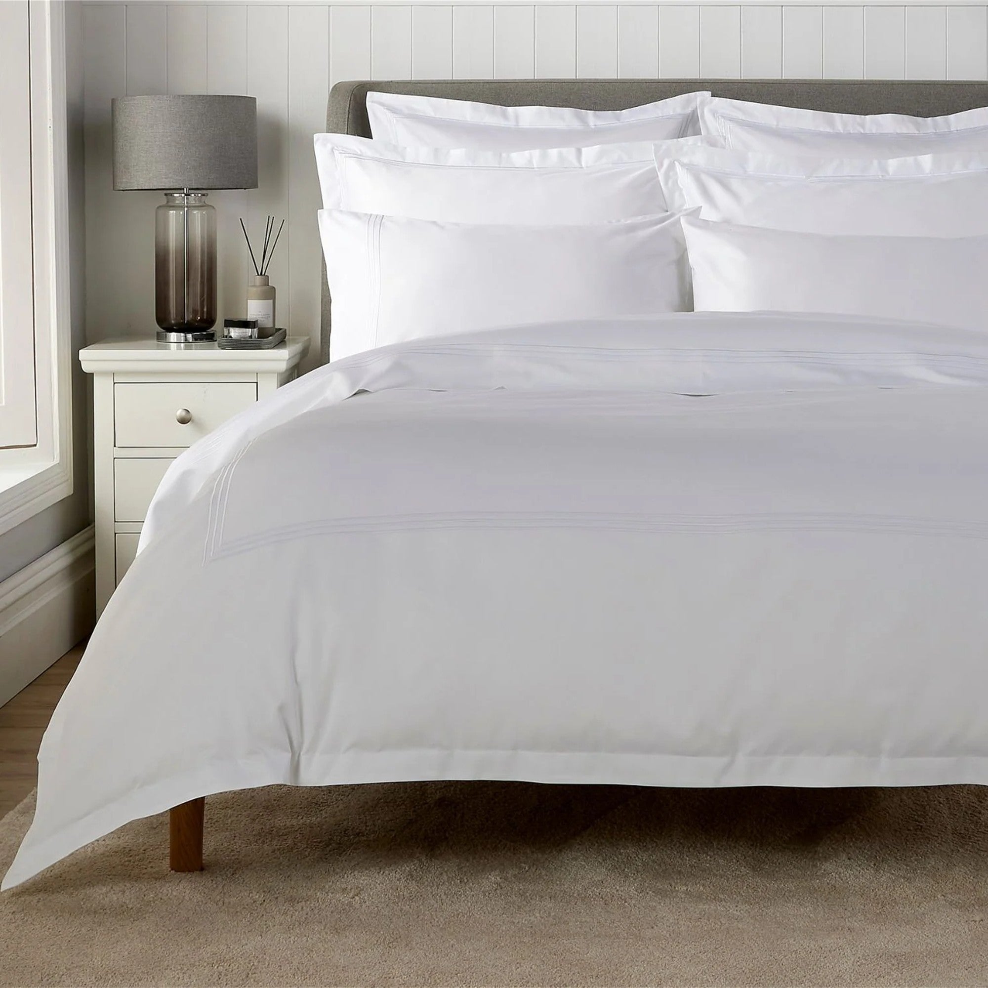 Christy "500TC Luxury Supima " Bed Linen with White Triple Embroidery