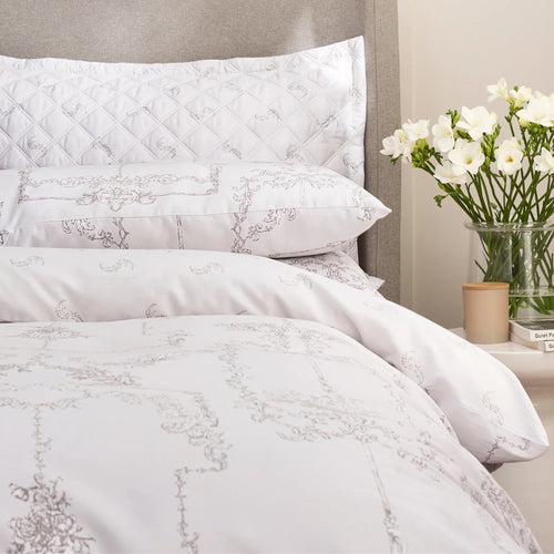 Ambroise Oyster Duvet Cover Set in Cream/Silver