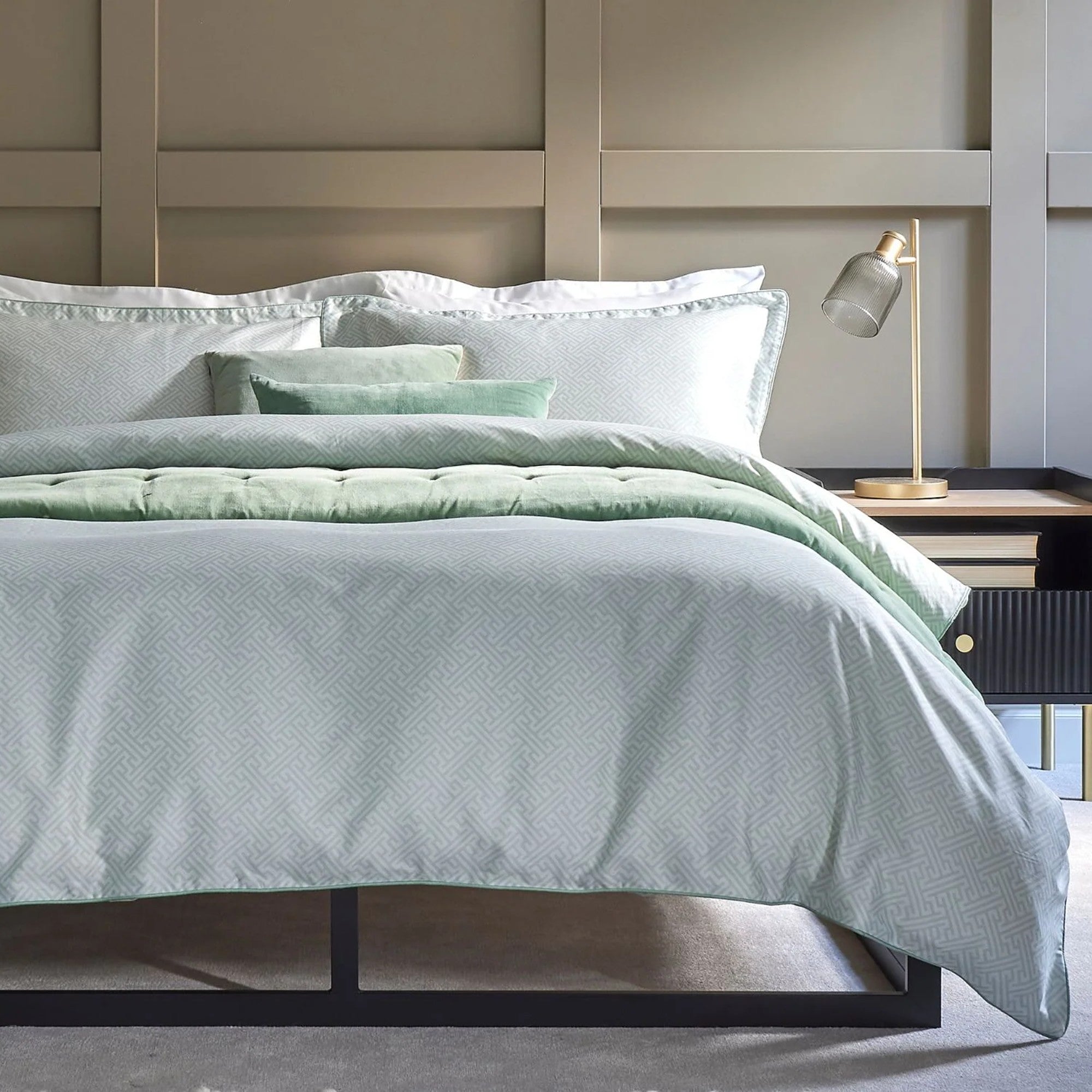 Christy "Hampton Geo" Duvet Cover Sets in Jade