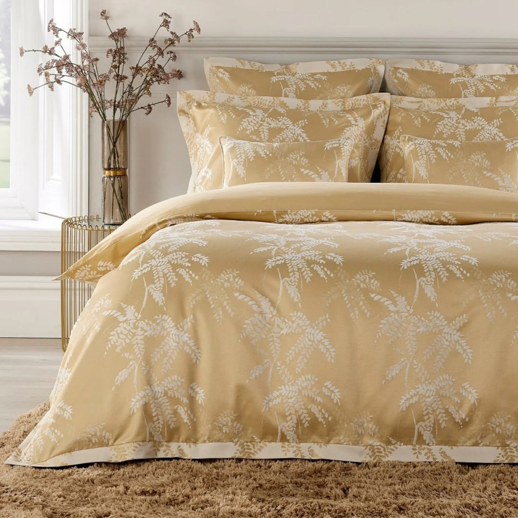 Holkham Jacquard Duvet Cover Sets in Wheat (Gold)