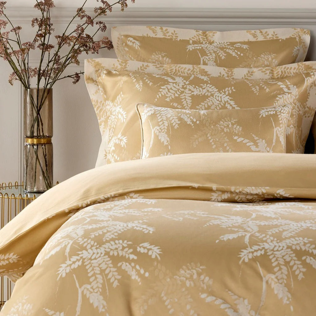 Holkham Jacquard Duvet Cover Sets in Wheat (Gold)