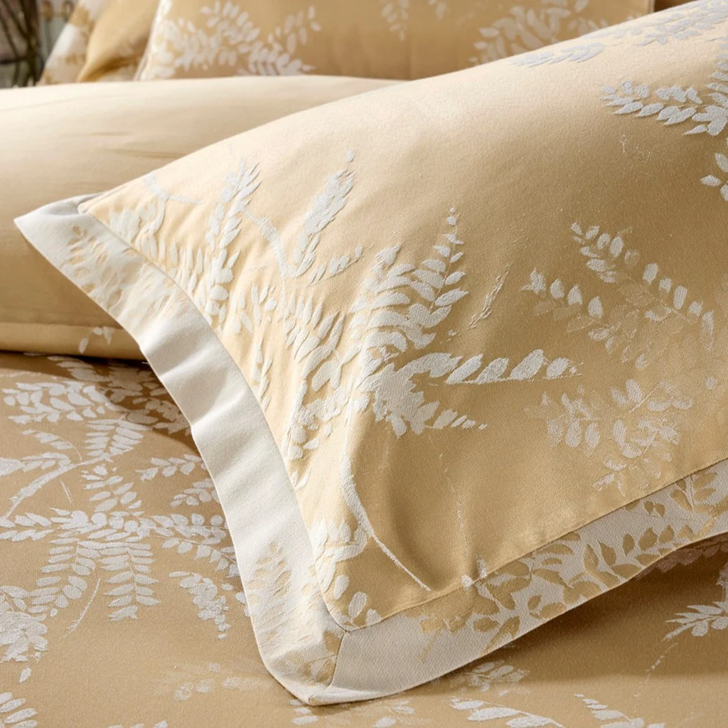 Holkham Jacquard Duvet Cover Sets in Wheat (Gold)