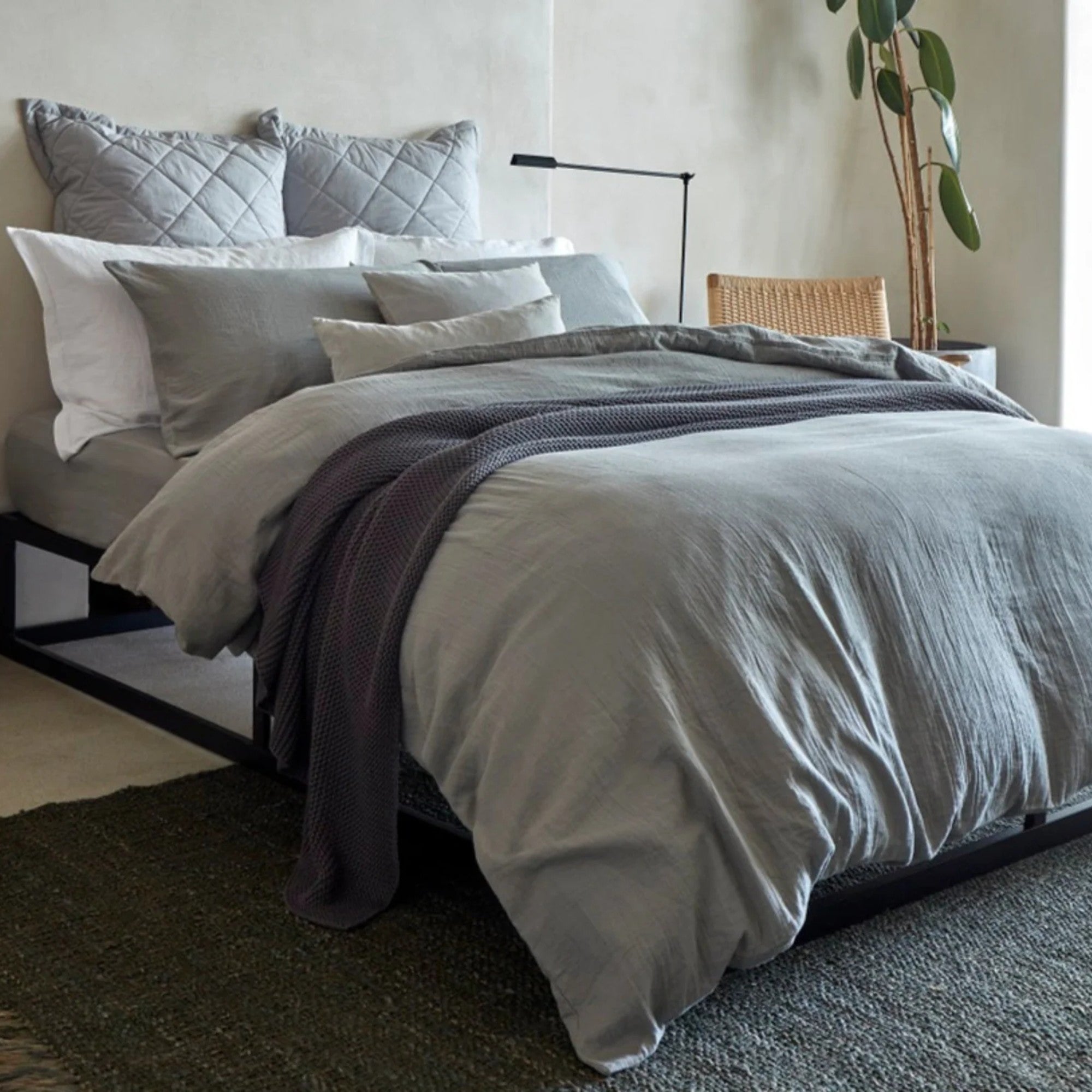 Christy Organic Cotton "Retreat" Plain Dyed Sheets & Duvet Covers in Grey
