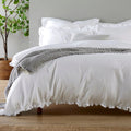 Organic Cotton Retreat Ruffle Plain Dyed Duvet Cover Sets in White