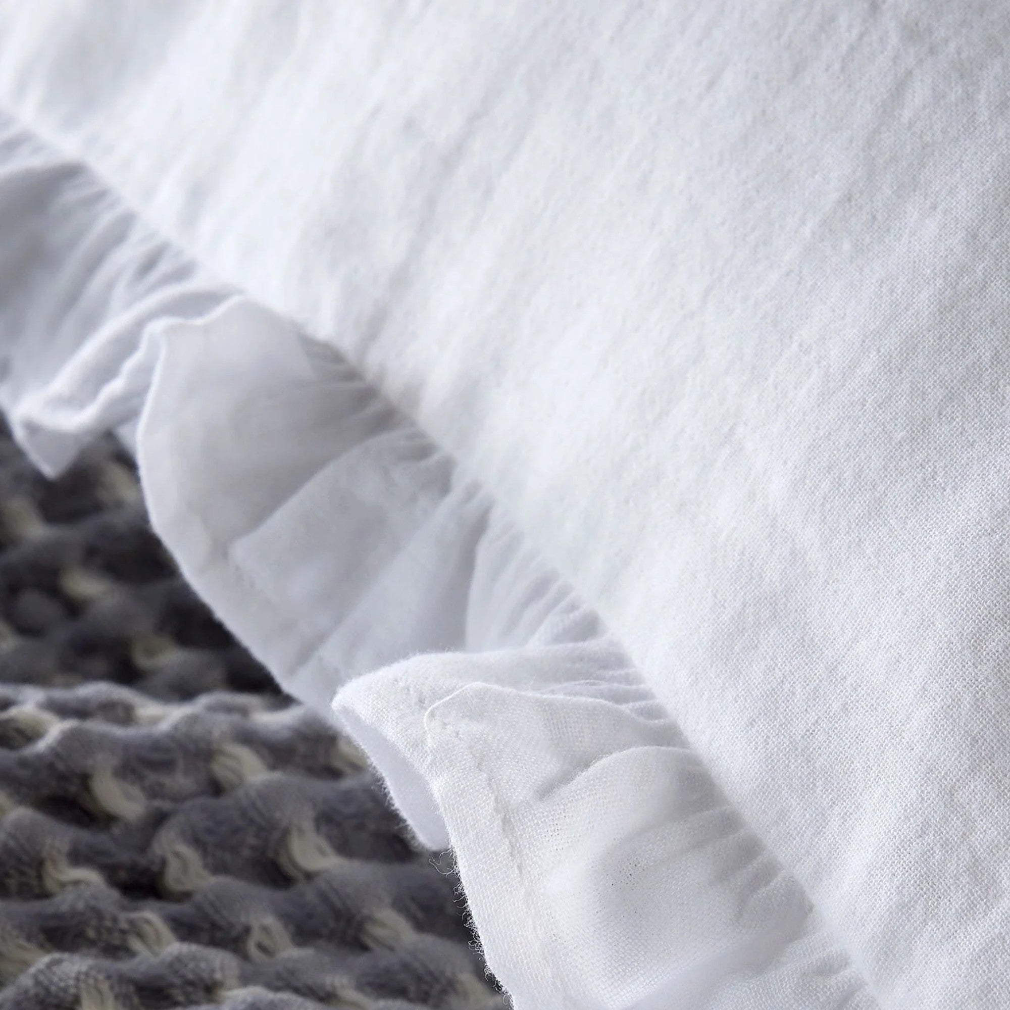 Organic Cotton Retreat Ruffle Plain Dyed Duvet Cover Sets in White