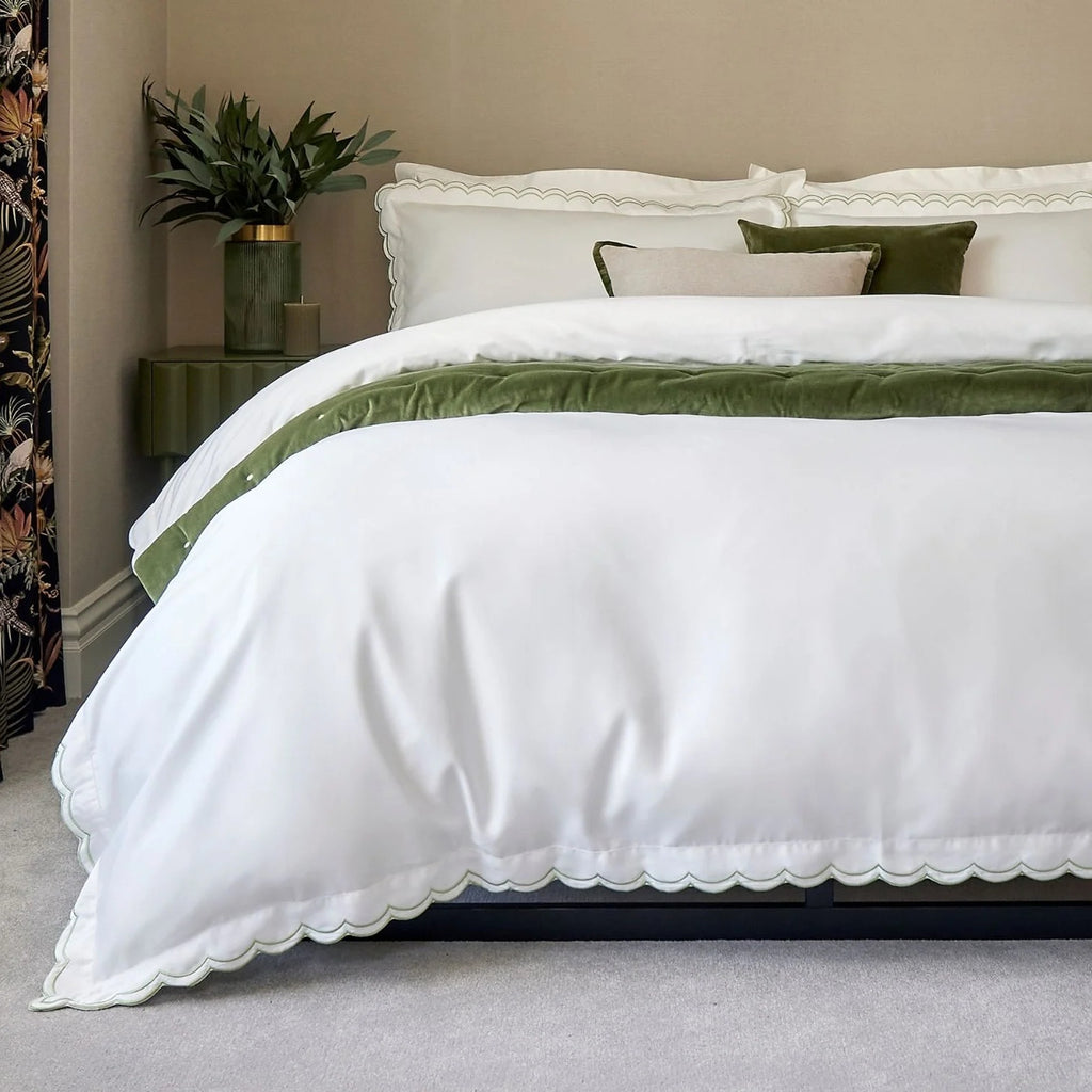 Scallop Edge Duvet Cover Sets in Matcha