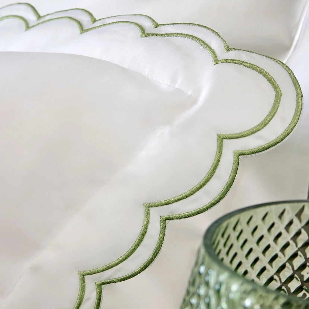 Scallop Edge Duvet Cover Sets in Matcha