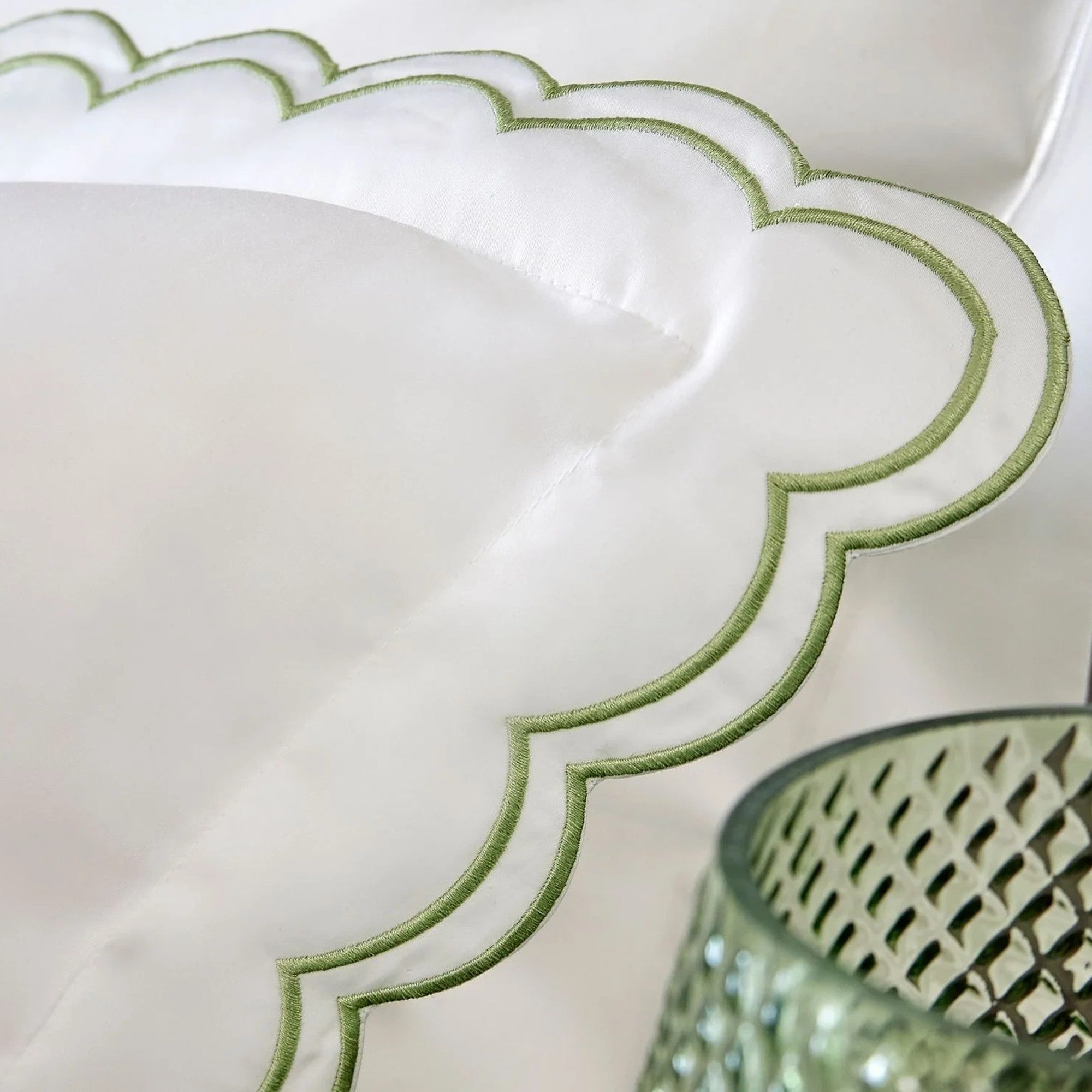 Scallop Edge Duvet Cover Sets in Matcha