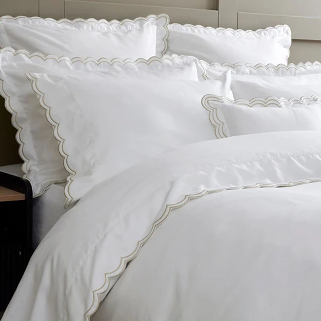 Scallop Edge Duvet Cover Sets in Oyster