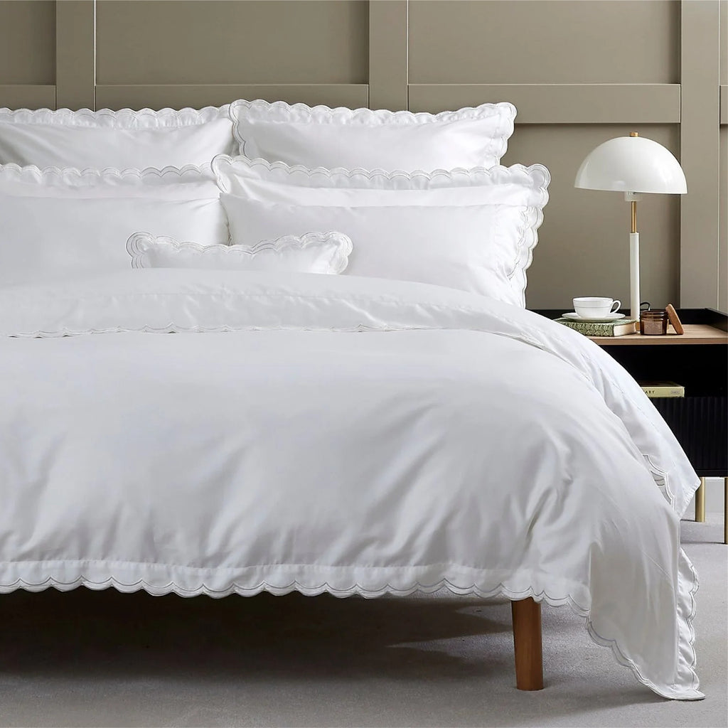 Scallop Edge Duvet Cover Sets in White