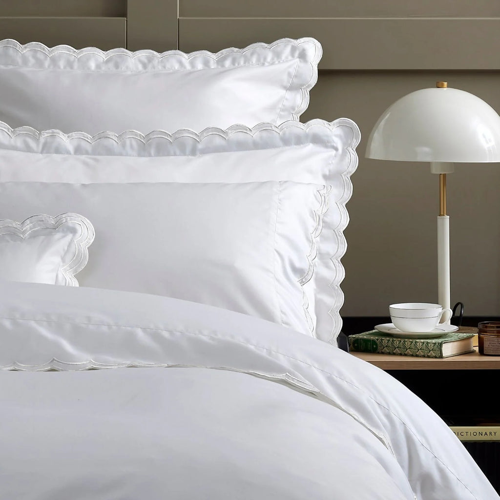Scallop Edge Duvet Cover Sets in White
