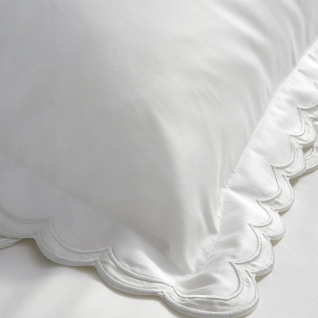 Scallop Edge Duvet Cover Sets in White