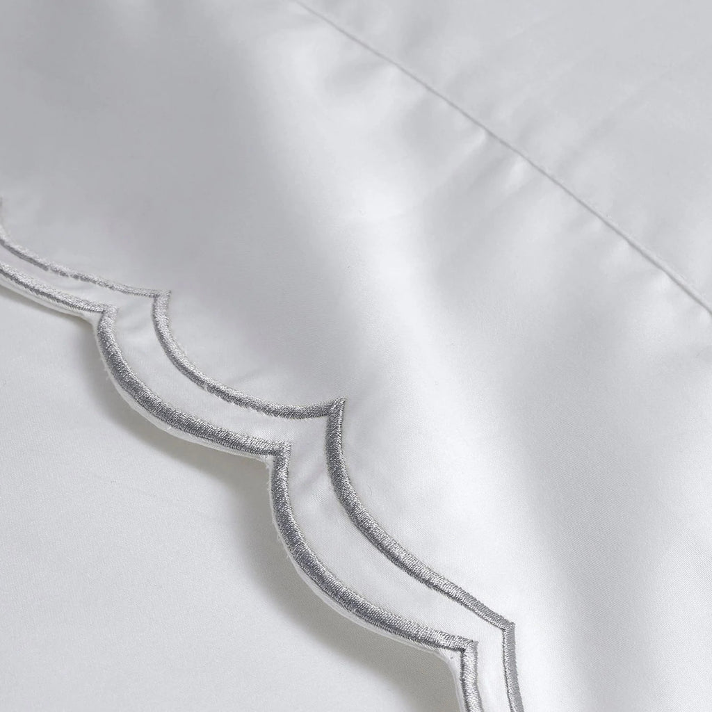 Scallop Edge Duvet Cover Sets in Silver