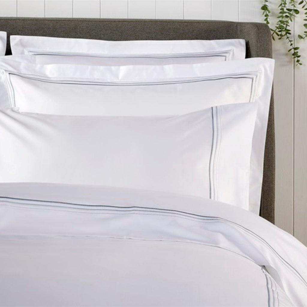 500TC Luxury Supima Bed Linen with Duck Egg Triple Embroidery