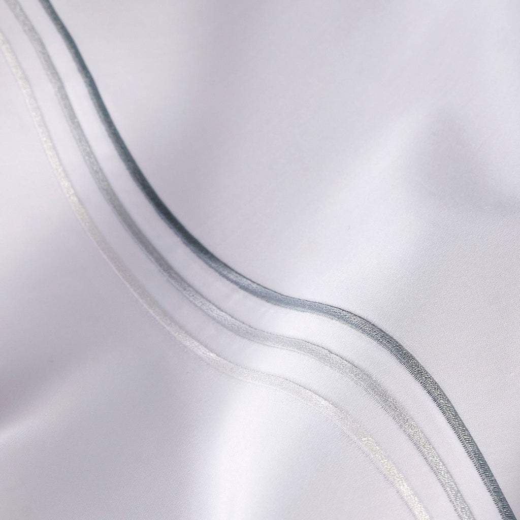 500TC Luxury Supima Bed Linen with Duck Egg Triple Embroidery
