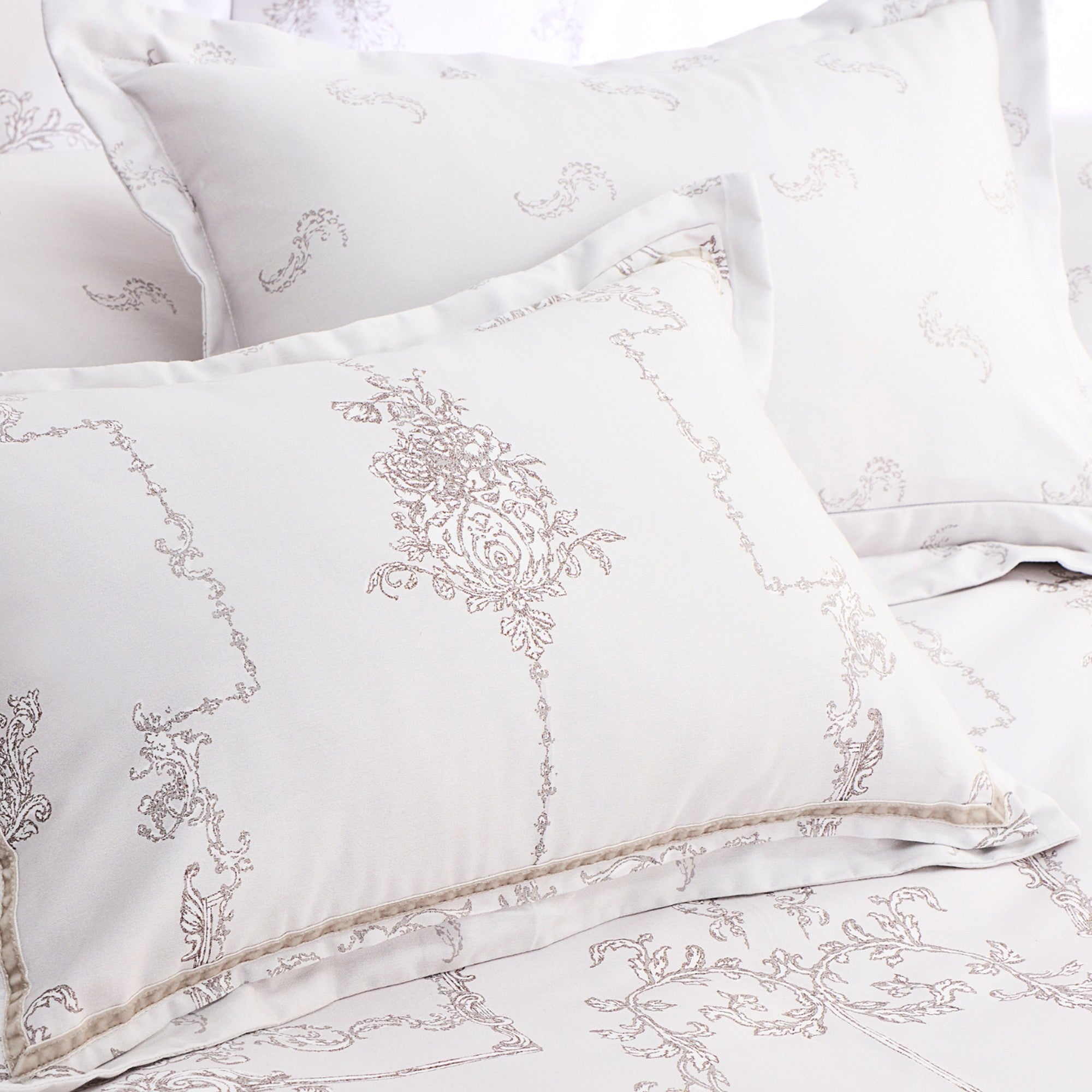 Ambroise Oyster Filled Cushion in Cream/Silver